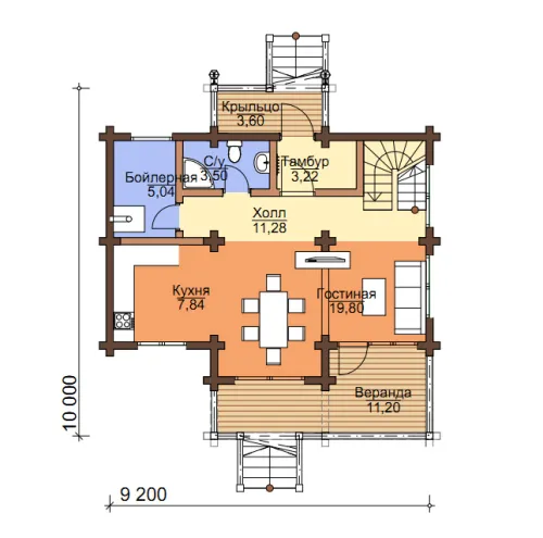 Схема 1 этаж Калинка Дача 114