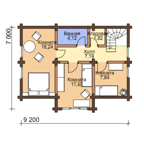 Схема 2 этаж Калинка Дача 114